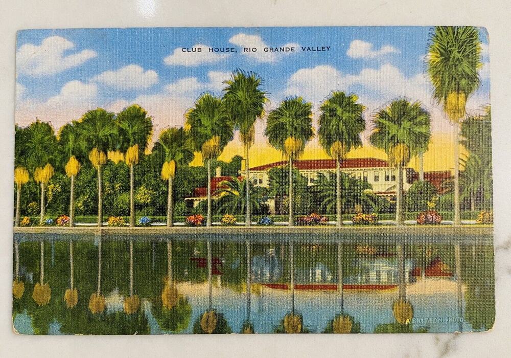 Vintage Linen Postcard of the Club House at Rio Grande Valley TX Texas Unposted